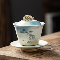 자완무시 자왕 차완 차왕 무시 중국식 빈티지 핸드페인팅 도자기 뚜껑 그릇 티볼 가정용 대형, 옵션1