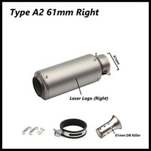 호환 51mm 오토바이 배기 파이프 머플러 DB 킬러 왼쪽 오른쪽 유니버설 ER6N SV650 CRF230 Z800 R1 CB650F, 07 A2 61mm Laser Right