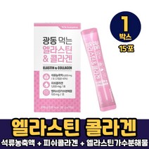 엘라스틴 먹는 짜먹는 콜라겐 스틱 젤리 타입 피쉬콜라겐 엘라스틴 가수분해물 히알루론산 먹는법, 1박스, 엘라스틴 콜라겐  x 15포