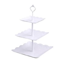 SOCEAN 테이블 플레이팅 다과 트레이 스탠드 3단 접시 사각 파티 트레이 간식 테이블 핑거 푸드 접시 디저트 쟁반 케익 스탠드 접시 과일 플레이팅 플라스틱 판 웰컴 디쉬 그릇 케이터링 용기