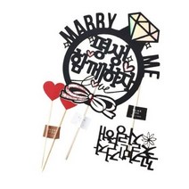 써니토퍼 프로포즈 케이크토퍼 + 미니픽 + 하트픽 2p 세트, 평생함께하자(케이크토퍼), 4세트