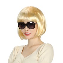 골드 단발머리가발 피티 행사용 금발 소품 머리 가발