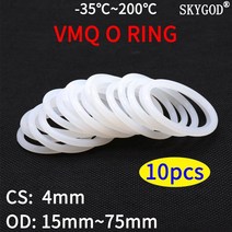 10pcs vmq 흰색 실리콘 o 링 개스킷 cs 4mm od 12 95mm 식품 등급 고무 절연 원형 o 모양 인감 o-링 실리콘 링, 외경 95mm cs 4mm