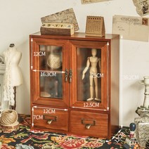 레트로감성 엔틱 옛날 미니 원목 서랍장 2단 양문형 엔틱 빈티지 인테리어 소품, B