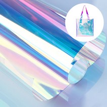 투명 홀로그램 원단 PVC 반짝이 투명 비닐 가방 파우치 비치 가방 지퍼백, 핑크 두께 0.4mm / 폭99x50cm