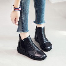 도오빠 건콧르 여성 가죽 첼시 부츠 키높이 3cm 플랫 앵클 워커 로우힐 가을 겨울 발편한 여자부츠