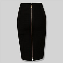 블랙 레드 블루 오렌지 지퍼 Bodycon 레이온 붕대 스커트 데이 파티 펜슬 스커트 바디콘