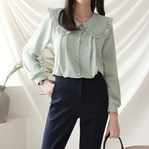 [올리비에클로짓(OLIVIERs CLOSET)] [올리비에스클로젯] 둥근 프릴 카라 블라우