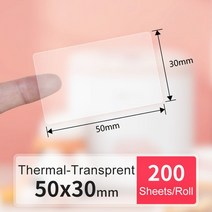 라벨프린터 라벨기 스티커제작기계 Detonger DP23SDP30S 프린터 소모품 투명 열 합성 라벨 용지, 7.2Rolls 50x30