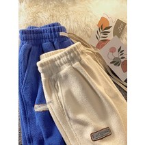 KORELAN 폴라 플리스 캐주얼 졸라 끈 와이드 레그 팬츠 여성 가을과 겨울 플리스 느슨한 하이 웨이스트 스포츠 바지 크로스 보더 여성 의류 도매