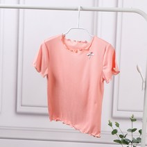 어린이 티셔츠 여자의 얼굴 마스크 티셔츠 모달 중소 아동 셔츠 어린이 세로 바 아이스 필름 티셔츠 나무 가장자리