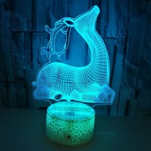 deer 3d 램프 다채로운 터치 led 시각적 조명 선물 장식 3d 테이블 램프 침실 잠자는 밤 램프 크리스마스 선물, 크랙 베이스, 7 색 리모컨 없음