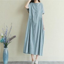 kirahosi 여름 린넨 둥근넥 반팔 롱 맥시 원피스 SH 56976389150