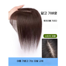 부분가발 정수리 붙임머리 부분 가발 헤어 볼륨 정수리가발 똑딱이 커버여름, A. 내츄럴 블랙 15 cm 손방직봉