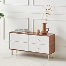 파로마 피코 1000 4서랍 거실장 착불, 화이트+헤이즐넛