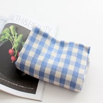 15mm 체크원단 순면 워싱 이중거즈 퓨어 3종, 블루체크