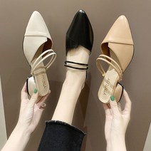 투웨이큐빅뮬 슬리퍼 스트랩 스틸레토 블로퍼 뾰족