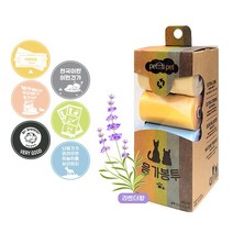 펫티펫 산화생분해 강아지 배변봉투 똥봉투 라벤더향 8롤 144매 디자인 반려견 응가봉투 똥츄 풉백