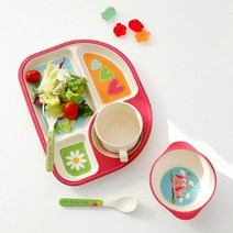 자연에서 온 무독성 BPA FREE 친환경 성인 아이 식판, 5P 기프트세트, 부엉이