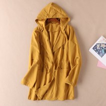 여성 트렌치코트 후드 면혼방 오버핏 봄가을