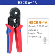 핀/튜브 터미널 플라이어 압착 공구 HSC8 6-4 0.25-10mm ²/23-7AWG 래칫 전기 기사 와이어 수리 브랜드 도구 키트, CHINA, HSC8 6-4A