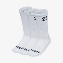 나이키 - 조던 에센셜 크루 3팩 양말 크루 삭스 (DA5718-100) 농구 양말, 26 (L 27~30cm)