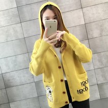 자수 아우터 니트가디건 봄가을 인싸템 후드 스웨터 코트 상패 디자인 여성 상의 3819051656, XL, 엘로우 전문점 품질 관심을 가지다 수