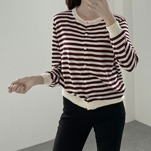 코지 여자 가을 울 단가라 패턴 라운드 이너 일교차 가디건