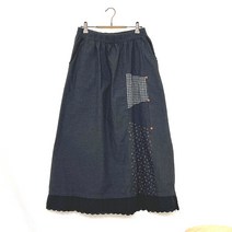 레이스스커트 가을 롱 코튼 배색 내추럴 보헤미안 스토리