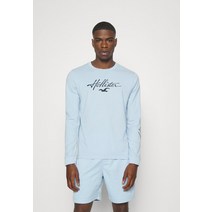 Hollister Co. 남성용 티셔츠 홀리스터 주식회사 PRINT 로고 WEBEX 긴소매 긴팔 상의 연청