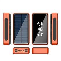 태양광 보조배터리 태양 무선 보조베터리 80000mAh Qi 충전기 휴대용 야외 전화 빠른 충전 외부 배터리 샤오미 iPhone13, [01] 30001 mAh-50000 mAh, [01] orange wireless