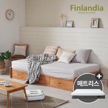 핀란디아 탠디 베이직 서랍형 슈퍼싱글침대 SS+메모리폼매트리스(드림온M20), 단품