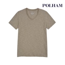 폴햄 폴햄 여성 슬럽 브이넥 스트라이프 반팔 티셔츠_PHA2TR2940