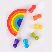 원목 무지개 우드블럭 매칭게임 크기비교 숫자 수학보드게임 수학게임 숫자게임 도형 퍼즐 매칭보드 W110, 단품
