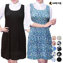 어린이집 빅사이즈 보육교사 원피스 주름 앞치마 CR01, DCR01 검정보라꽃