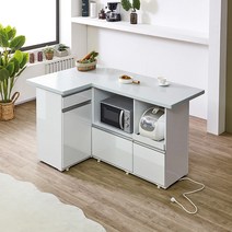 마담바 프리미엄 아일랜드식탁 바디 하이그로시 상판 인조대리석 홈바 미니바 렌지대 전기밥솥 수납., B 타입 - 인조대리석 그레이 - 소