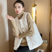 가을 겨울 스웨이드 베스트 패션 기모에 도톰한 퍼 일체 나시 조끼 코트 뉴타임즈