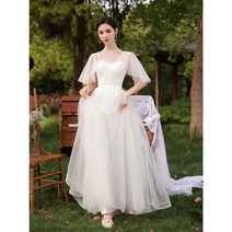 Makone 셀프웨딩드레스 메인드레스 뉴타입 여신스타일 환상적 여행촬영 경량웨딩드레스 예복 외출 심플 날씬해보이는