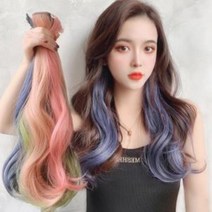 롱 컬러 그라데이션 헤어피스 브릿지 붙임머리 여성가발, DDB_올리브, DDB_상품선택