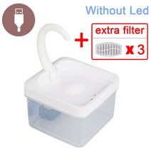 음수대 2l 고양이 물 분수 led 블루 라이트 usb 전원 자동 물 디스펜서 고양이, b 및 추가 3 필터