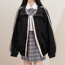 여성 봄 체크 헤링본 크롭 울 가죽 자켓 칼라 지퍼 포켓 레저트리트웨어 방풍 아웃웨어