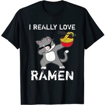 브랜드없음 Dabbing Kitty Cat I really Love라면 카와이 일본 선물 T 셔츠