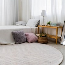 [천삼백케이] [더와이침구] 포그 빈티지 투톤 원형 북유럽 카페트 러그 물세탁 200