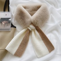 SUPER CREW 심플 투톤배색 쁘띠목도리 니트머플러