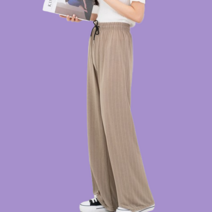 얇은 와이드 핏 슬랙스 스트라이프 바지 오피스룩 하객 코디 데일리 팬츠