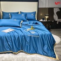 Love Me씻은 얼음 실크 에어컨은 콩 이불 여름 얇은 싱글 더블 여름 시원한 이불 4 종 여름 더블 얇은 이불 심플한 분위기 여름에 함께할 시원하고 시원한, 사파이어 블루