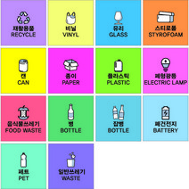 (정사각형) 분리수거 스티커 (포맥스선택) / 분리배출 쓰레기장 음식물 캔류 플라스틱 패트 종이류 유리병 폐건전지 폐형광등버리기, 13.패트, 포맥스