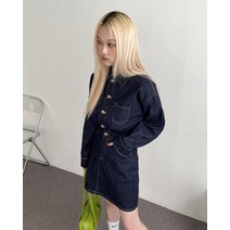 어베인 생지 데님 포켓 미니 원피스