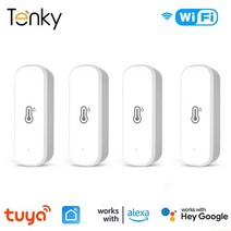 Tuya-스마트 지그비/와이파이 온도 및 습도 센서 앱 원격 실시간 모니터링 알렉사 구글 홈에서 작동, 04 WiFi 4pcs