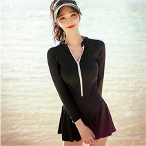 여성용skirted rashguard women 긴 소매 솔리드 uv 보호 옷래쉬가드, mry1857, l